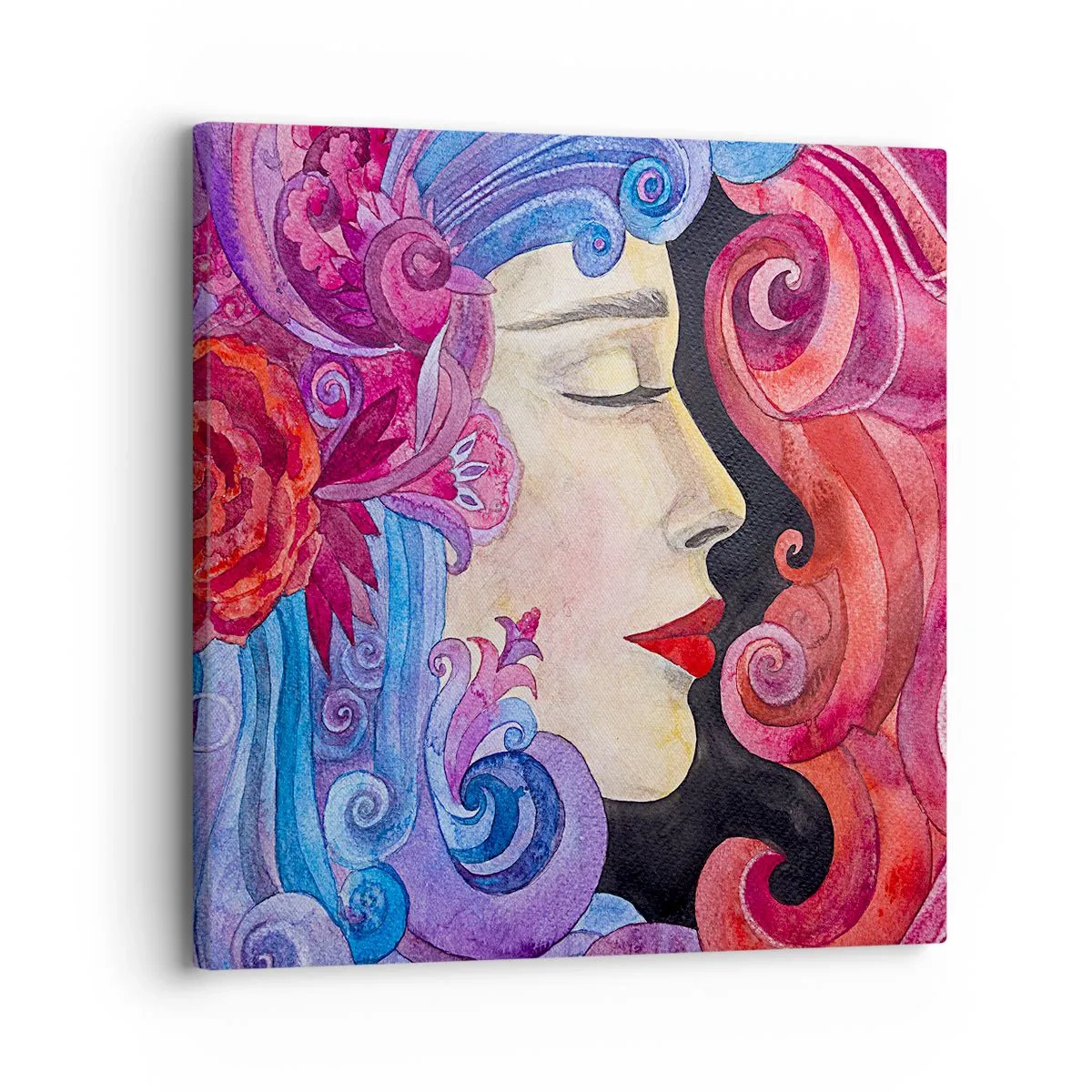 Cuadro sobre lienzo - Impresión de Imagen - Inspiración en rojo y violeta - 30x30 cm