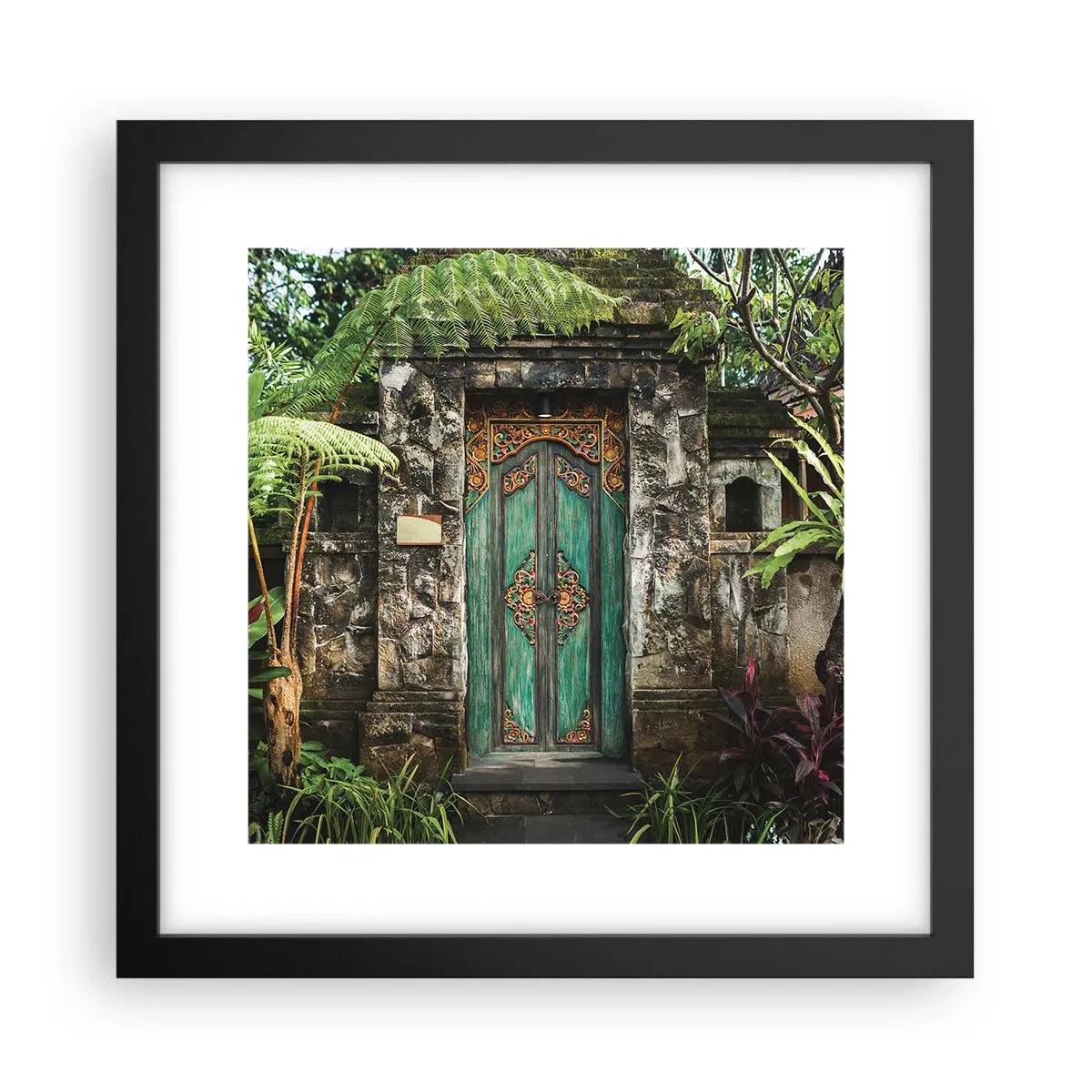 Póster en marco negro - Una puerta a un mundo exótico - 30x30 cm