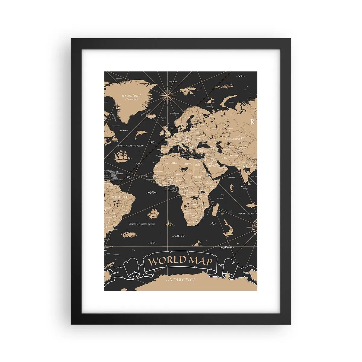 Póster en marco negro - Las fronteras de mi mundo - 30x40 cm