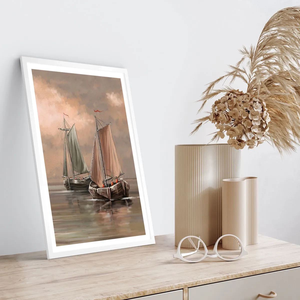 Póster en marco blanco - El regreso de los marineros - 30x40 cm