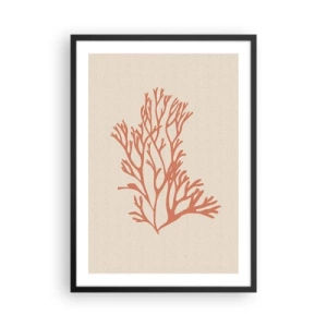 Póster en marco negro - Una delicada ilustración de coral sobre un fondo claro. - 50x70cm - Filigrana de coral - Decoración de pared moderna para salón y dormitorio ARTTOR