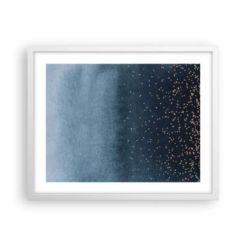 Póster en marco blanco - Composición - fases azules - 50x40 cm