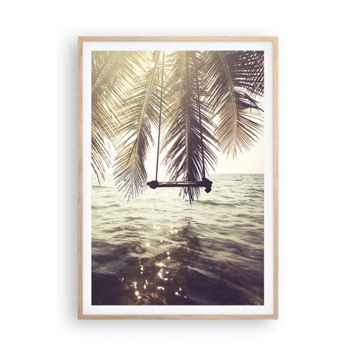 Póster en marco roble claro - Columpiar la imaginación - 70x100 cm