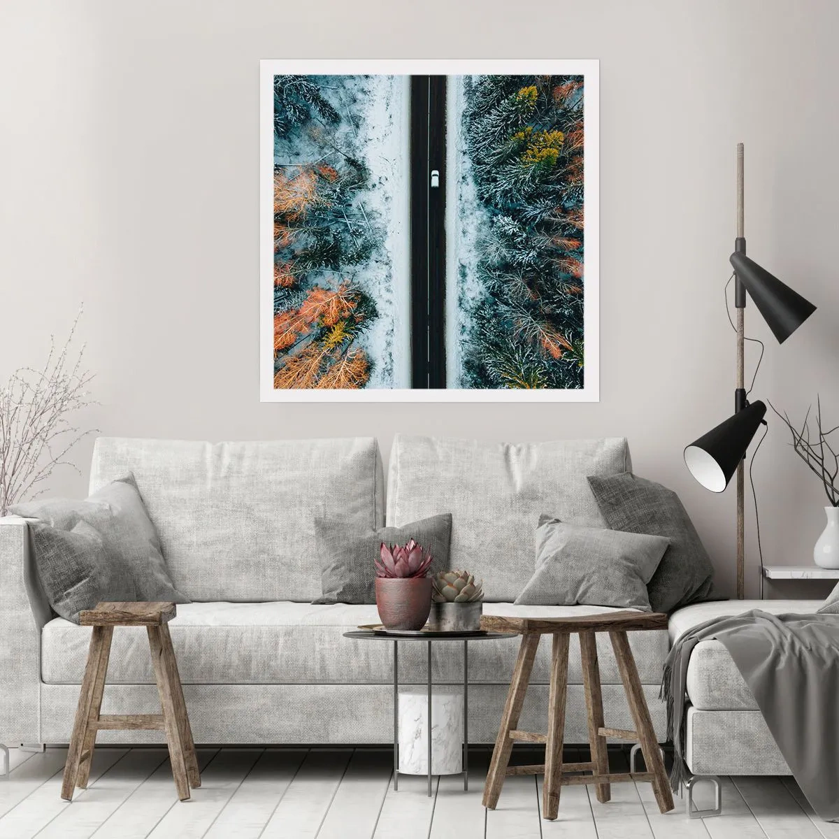 Póster - Atravesar el bosque en invierno - 40x40 cm