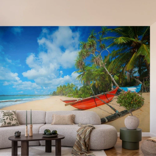 Fotomural Premium Sand - El encanto de los trópicos - Paisaje, Océano, playa exótica - 150x105 cm
