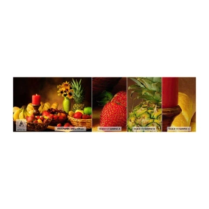Muestra de fotomural Premium Canvas - Bodegón con pan y fruta - Gastronomía, flores, Fruta - 100x30 cm