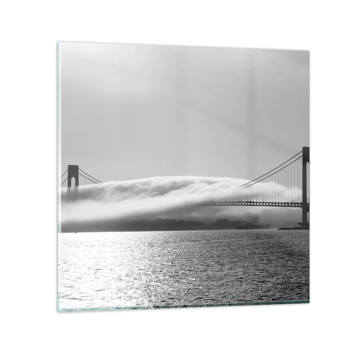 Cuadro sobre vidrio - Impresiones sobre Vidrio - Navegue por el Golden Gate - 30x30 cm