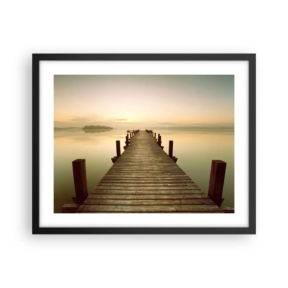 Póster en marco negro - Antes del amanecer, al amanecer, la luz - 50x40 cm