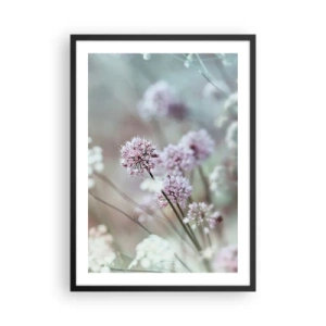 Póster en marco negro - Delicadas flores en colores pastel. - 50x70cm - Dulces filigranas de hierbas - Decoración de pared moderna para salón y dormitorio ARTTOR