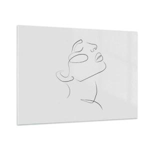 Cuadro sobre vidrio - Impresiones sobre Vidrio - Boceto de contorno del rostro de una mujer mirando hacia arriba - 100x70cm - Meandros de un sueño - Decoración de pared moderna para salón y dormitorio ARTTOR