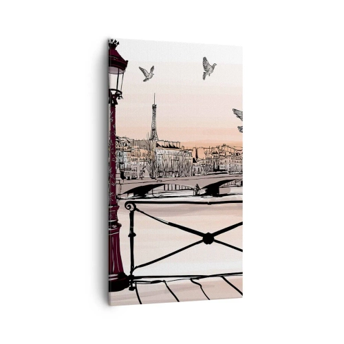 Cuadro sobre lienzo - Impresión de Imagen - Sobre los tejados de París - 45x80 cm