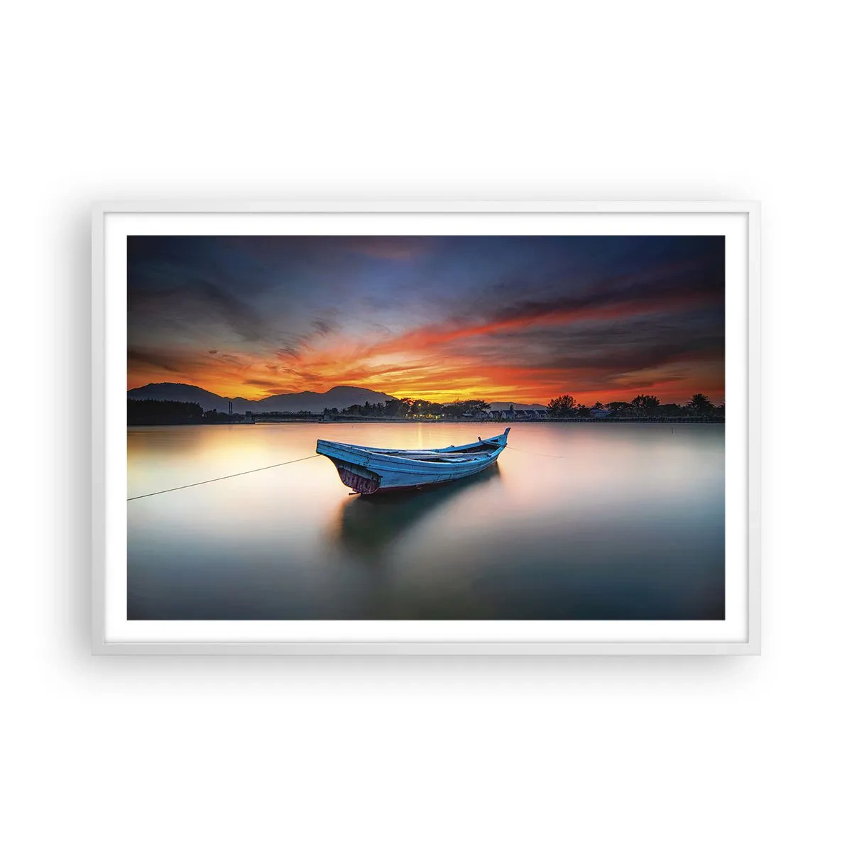 Póster en marco blanco - Se avecina una buena noche - 91x61 cm