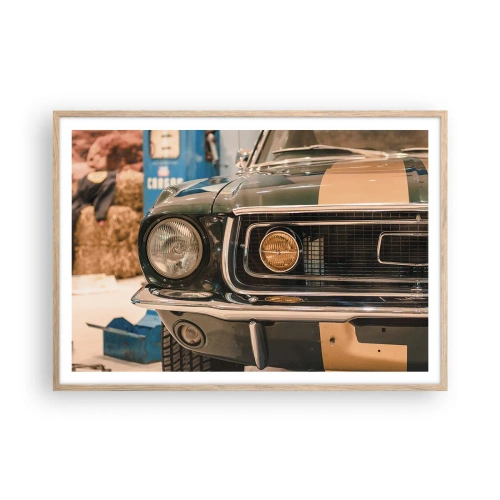 Póster en marco roble claro - Encuentro con una leyenda - 100x70 cm