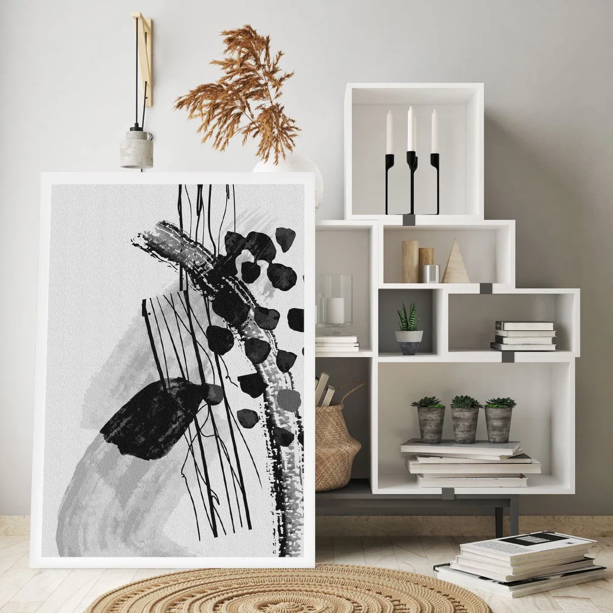 Póster - Abstracción orgánica en blanco y negro - 70x100 cm