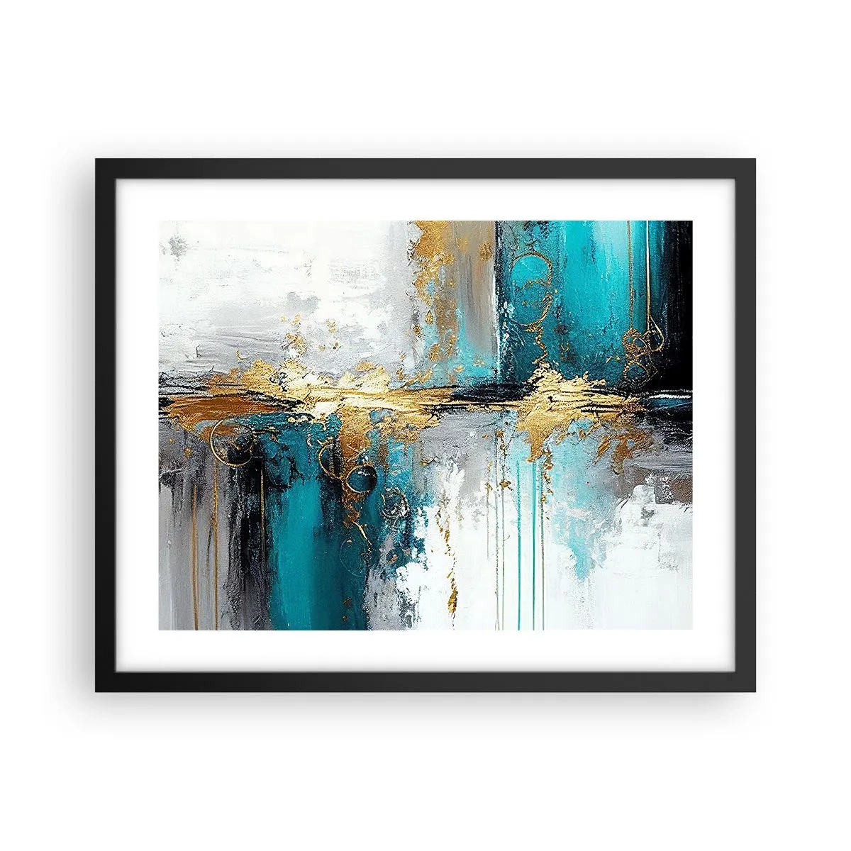 Póster en marco negro - Todo fluye - 50x40 cm