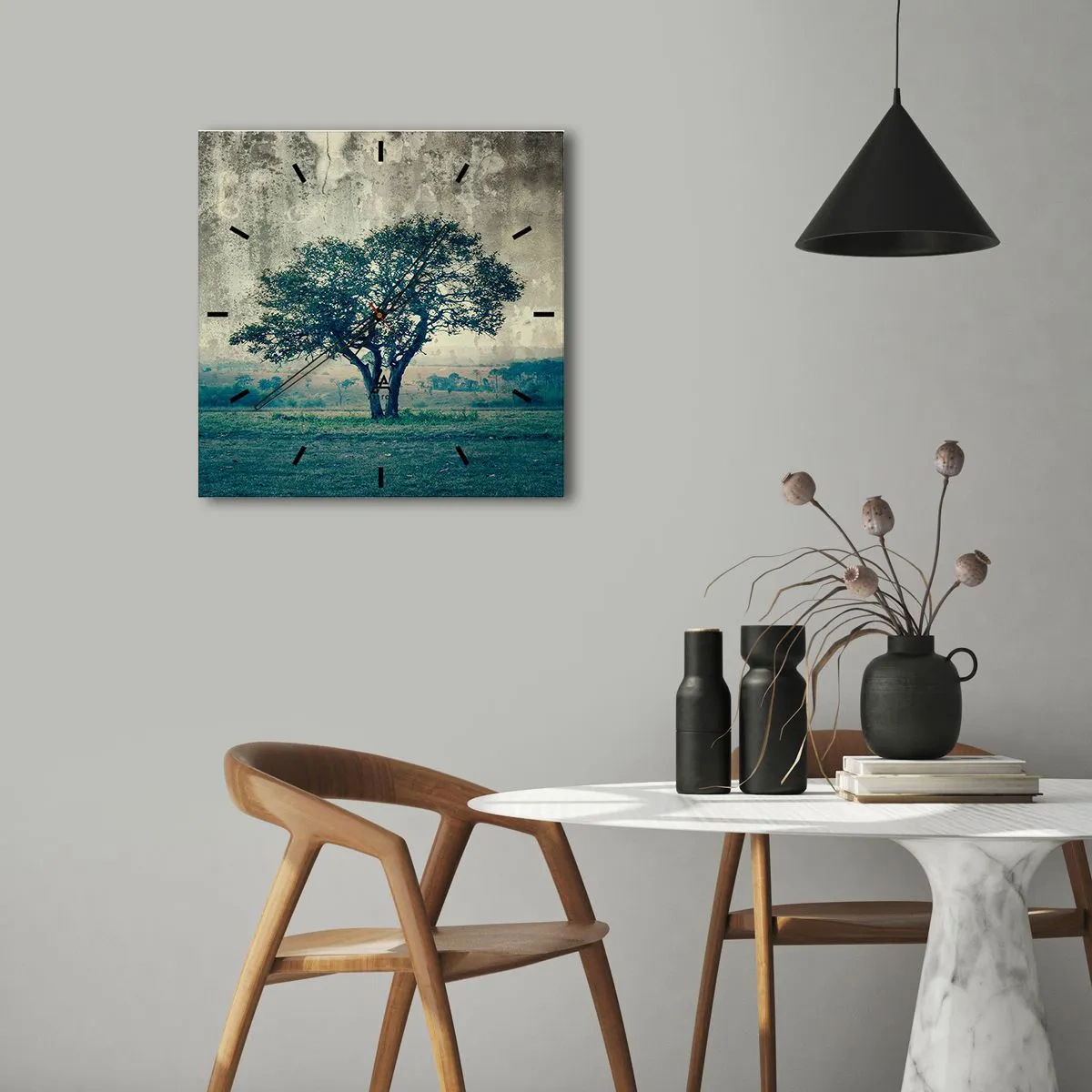 Reloj de pared - Reloj de vidrio - El manzano - 40x40 cm