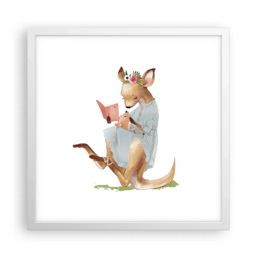 Póster en marco blanco - Léeme un cuento, mamá - 40x40 cm
