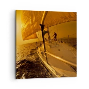 Cuadro sobre lienzo - Impresión de Imagen - Atardecer dorado tras un día multicolor - 50x50 cm