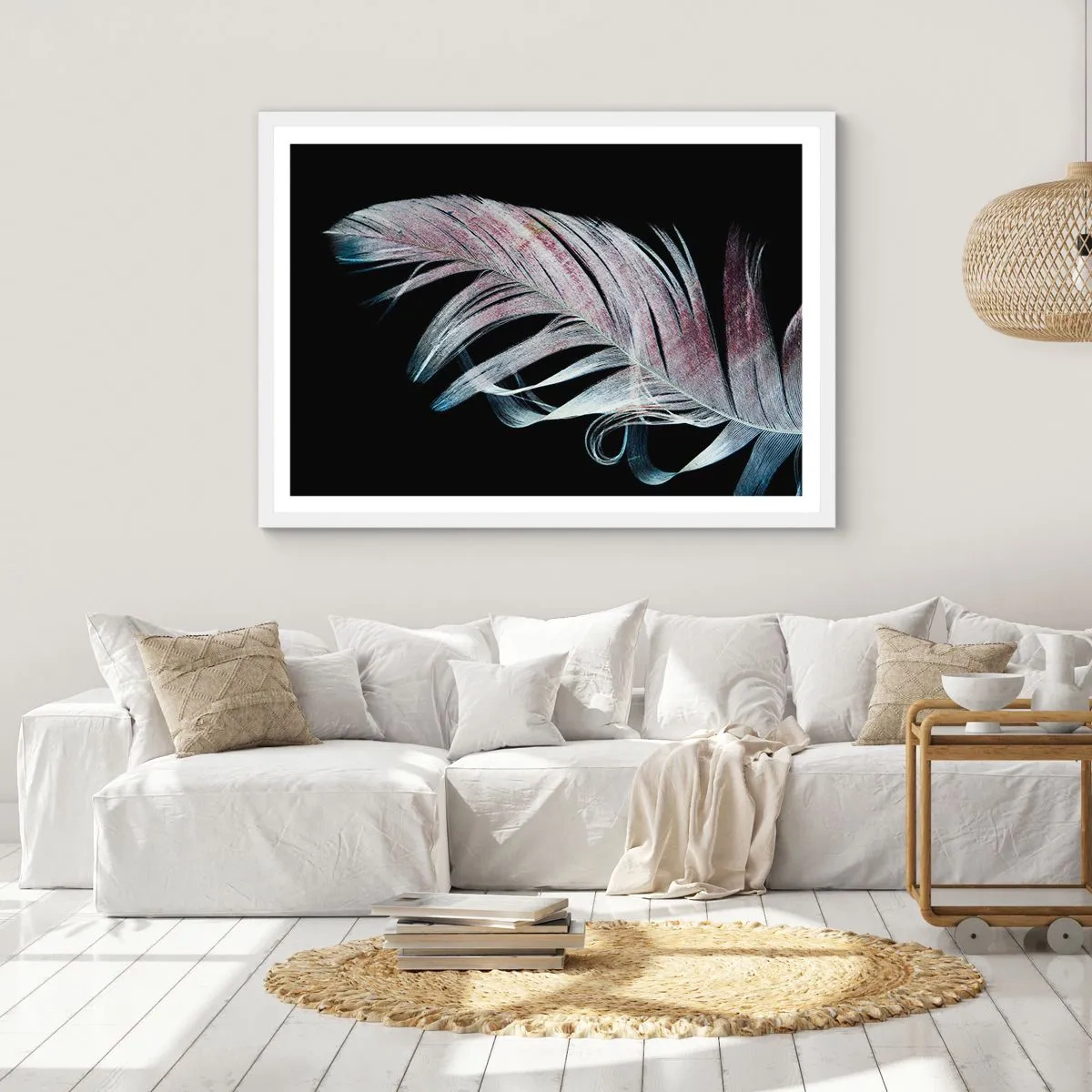 Póster en marco blanco - Piensa en el tacto - 70x50 cm