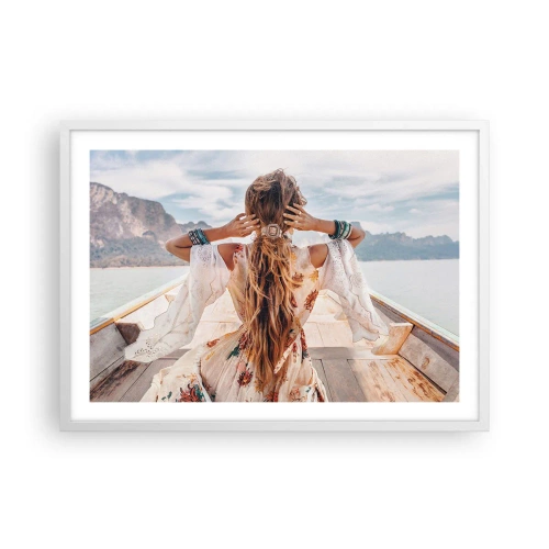 Póster en marco blanco - Rumbo a la felicidad - 70x50 cm