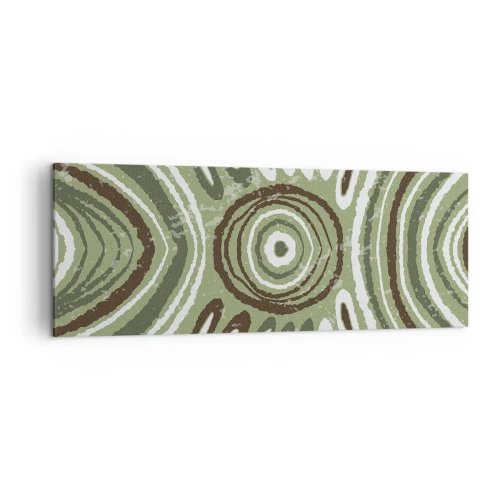 Cuadro sobre lienzo - Impresión de Imagen - Patrones abstractos en tonos verdes y marrones. - 140x50cm - Explosión de emociones - Decoración de pared moderna para salón y dormitorio ARTTOR