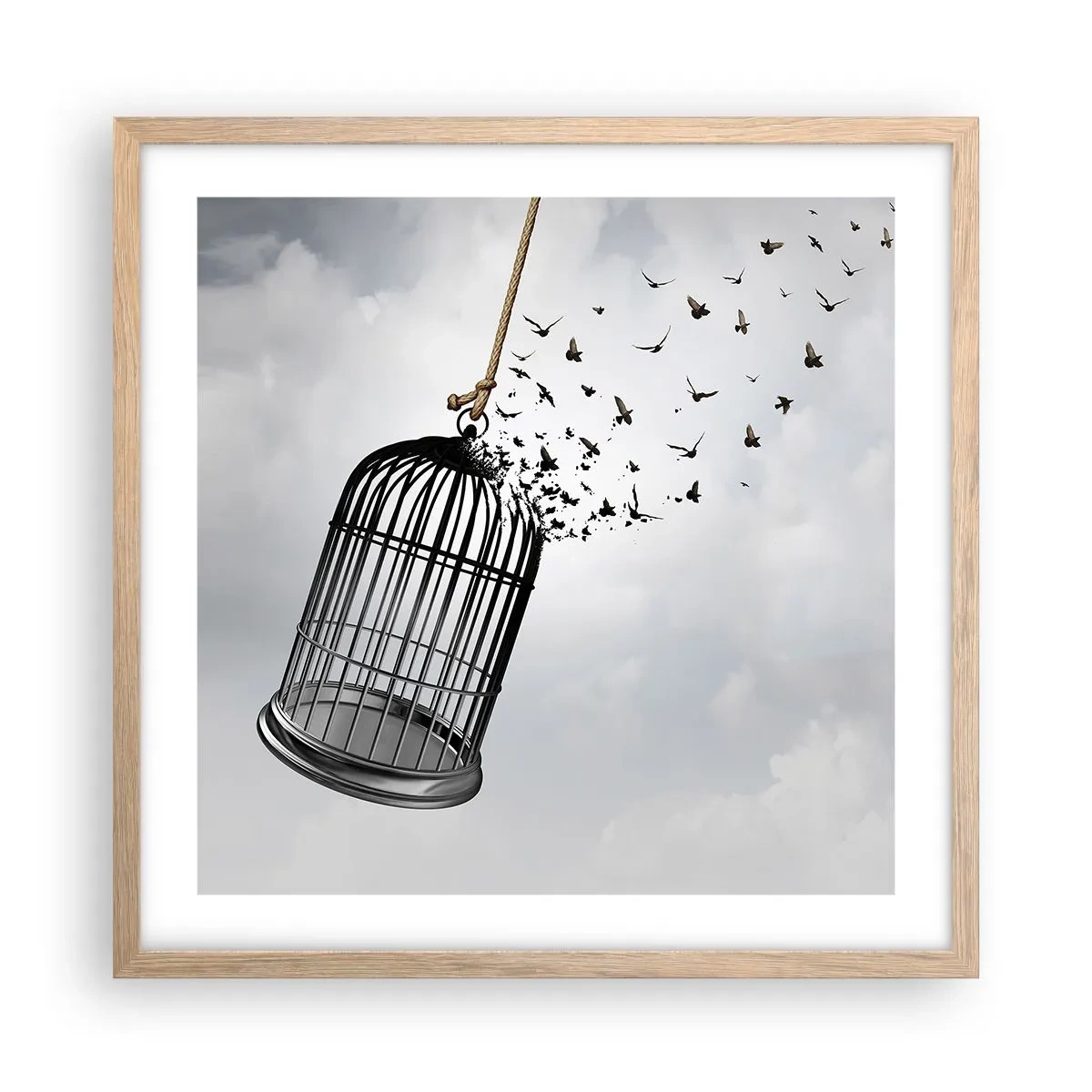Póster en marco roble claro - Fe... Esperanza... ¡Libertad! - 50x50 cm