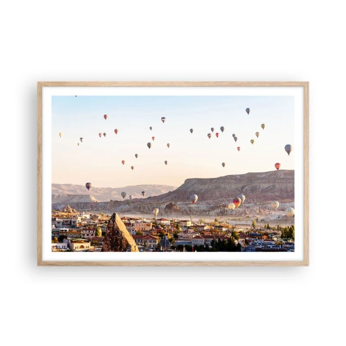 Póster en marco roble claro - Surcando los cielos - 91x61 cm