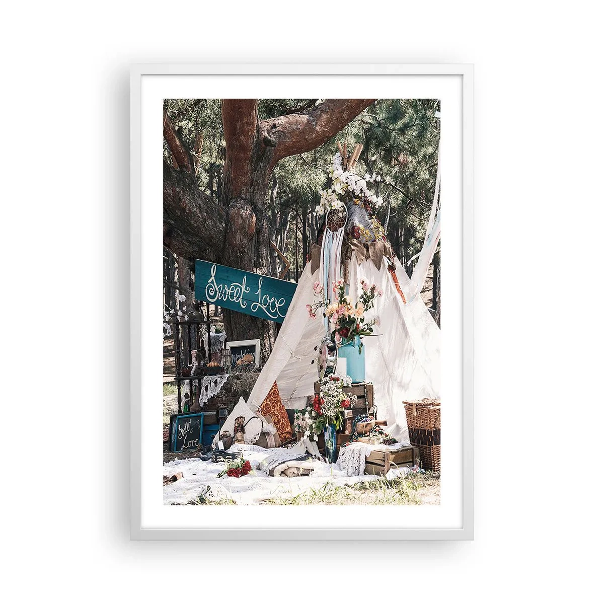 Póster en marco blanco - Amor exótico - 50x70 cm