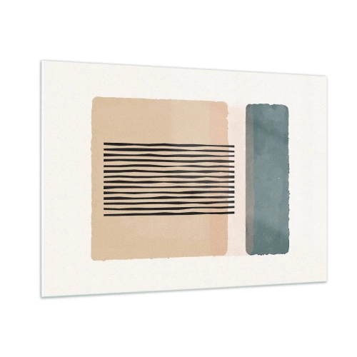 Cuadro sobre vidrio - Impresiones sobre Vidrio - Composición geométrica con rayas y bloques de color. - 100x70cm - Todo en orden - Decoración de pared moderna para salón y dormitorio ARTTOR