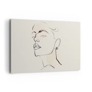 Cuadro sobre lienzo - Impresión de Imagen - Boceto minimalista del rostro de una mujer. - 120x80cm - Una mirada orgullosa - Decoración de pared moderna para salón y dormitorio ARTTOR
