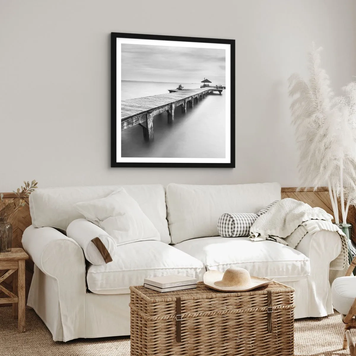 Póster en marco negro - Lejos - 40x40 cm