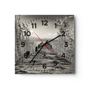 Reloj de pared - Reloj de vidrio - En la quietud de los juncos - 30x30 cm