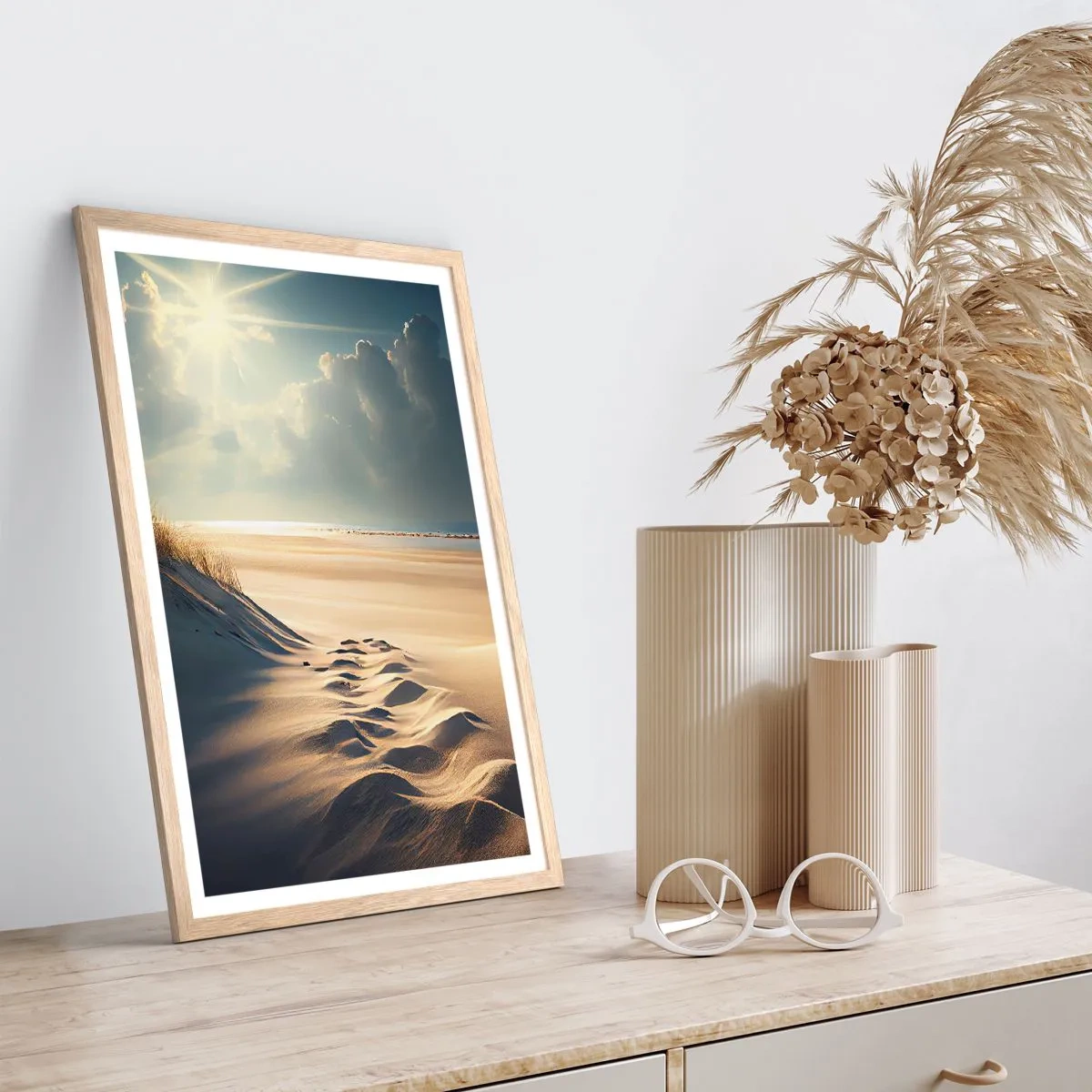 Póster en marco roble claro - Paisaje tranquilizador - 70x100 cm
