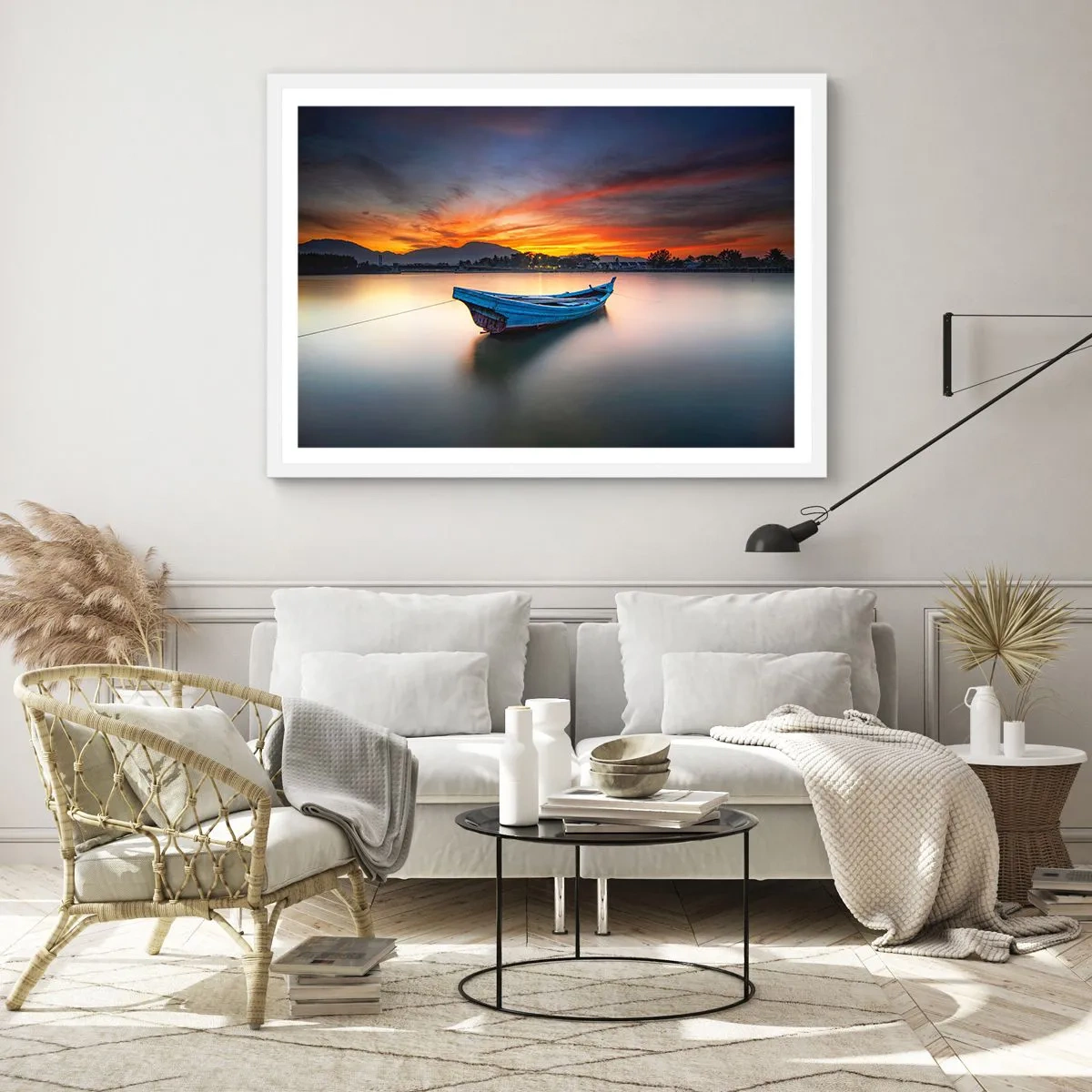 Póster en marco blanco - Se avecina una buena noche - 100x70 cm