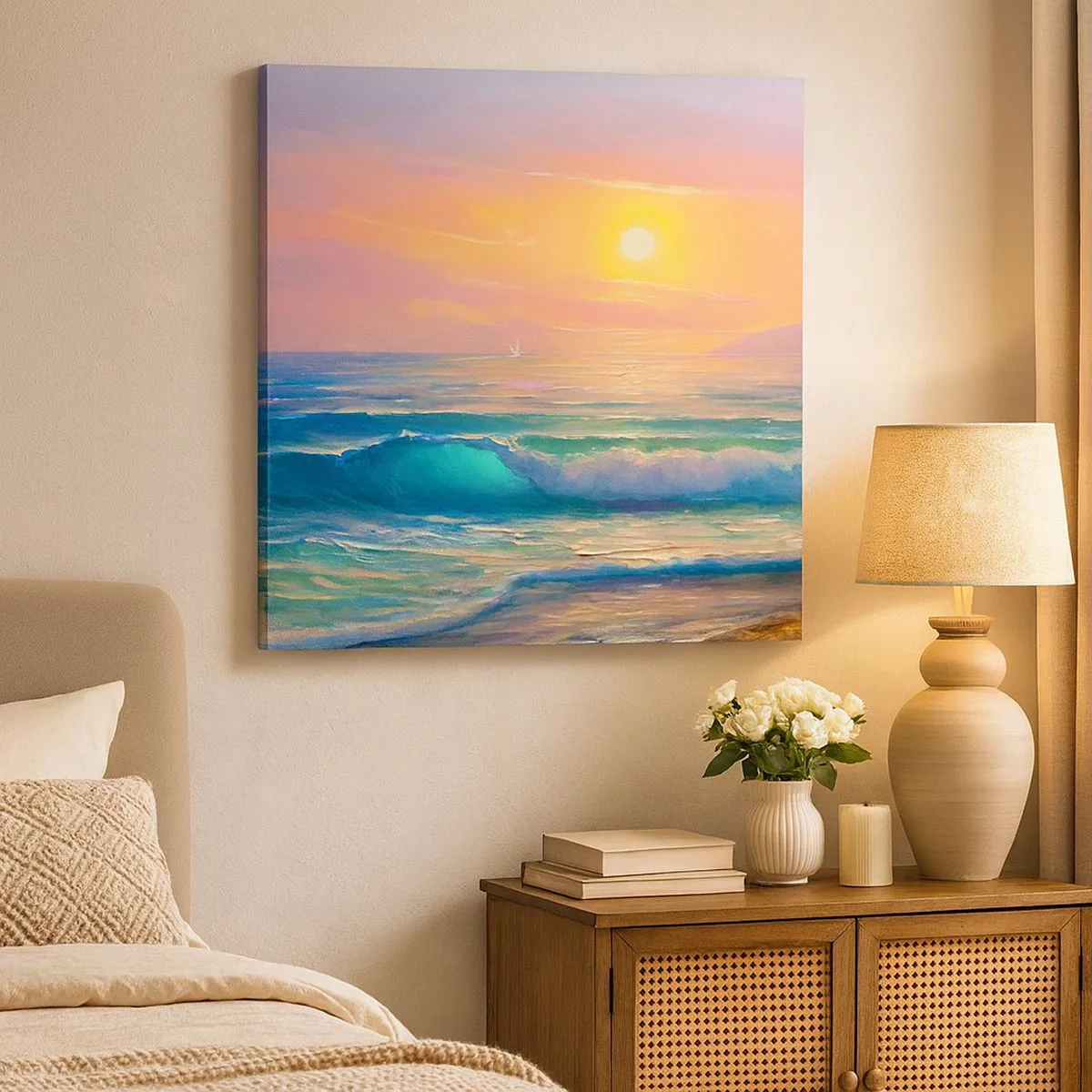 Cuadro sobre lienzo - Impresión de Imagen - El canto turquesa de las olas - 30x30 cm