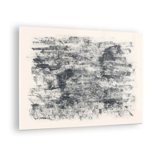 Cuadro sobre vidrio - Impresiones sobre Vidrio - Abstracción en blanco y negro con efecto de desenfoque. - 70x50cm - Composición brumosa - Decoración de pared moderna para salón y dormitorio ARTTOR