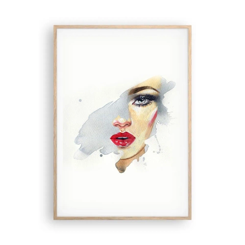 Póster en marco roble claro - Reflejo en una gota de agua - 70x100 cm