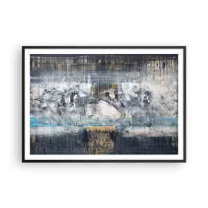 Póster en marco negro - Composición abstracta en tonos fríos - 100x70cm - Hielo abstracto - Decoración de pared moderna para salón y dormitorio ARTTOR