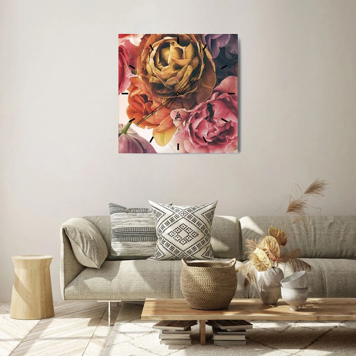 Reloj de pared - Reloj de vidrio - Celebración de la vida - 40x40 cm