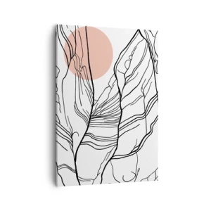 Cuadro sobre lienzo - Impresión de Imagen - Líneas minimalistas con acento geométrico. - 50x70cm - En una red de ramas - Decoración de pared moderna para salón y dormitorio ARTTOR