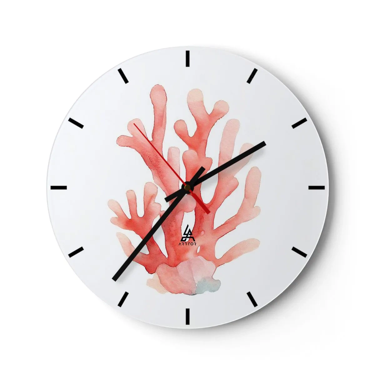 Reloj de pared - Reloj de vidrio - La hermosura del color coral - 40x40 cm