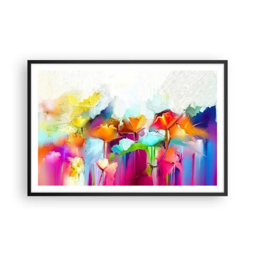 Póster en marco negro - Un arco iris ha florecido - 91x61 cm