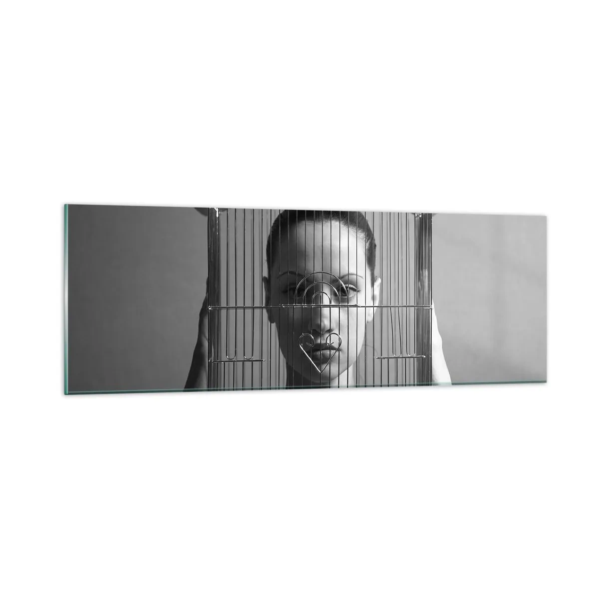 Cuadro sobre vidrio - Impresiones sobre Vidrio - Un retrato algo surrealista - 90x30 cm