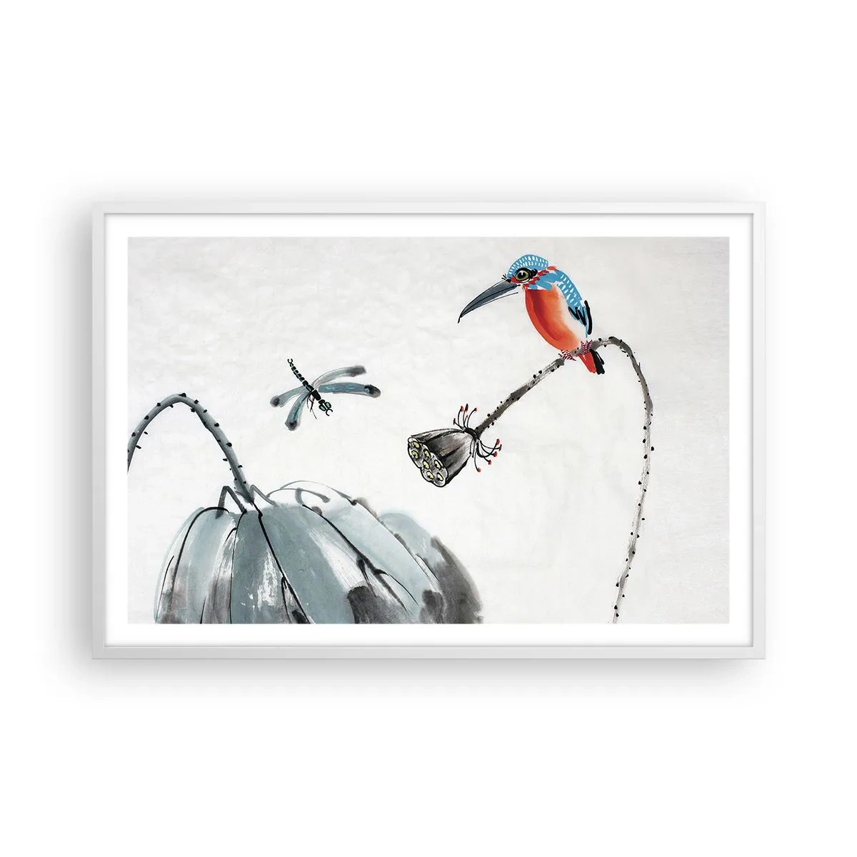 Póster en marco blanco - La vida de la pradera - 91x61 cm