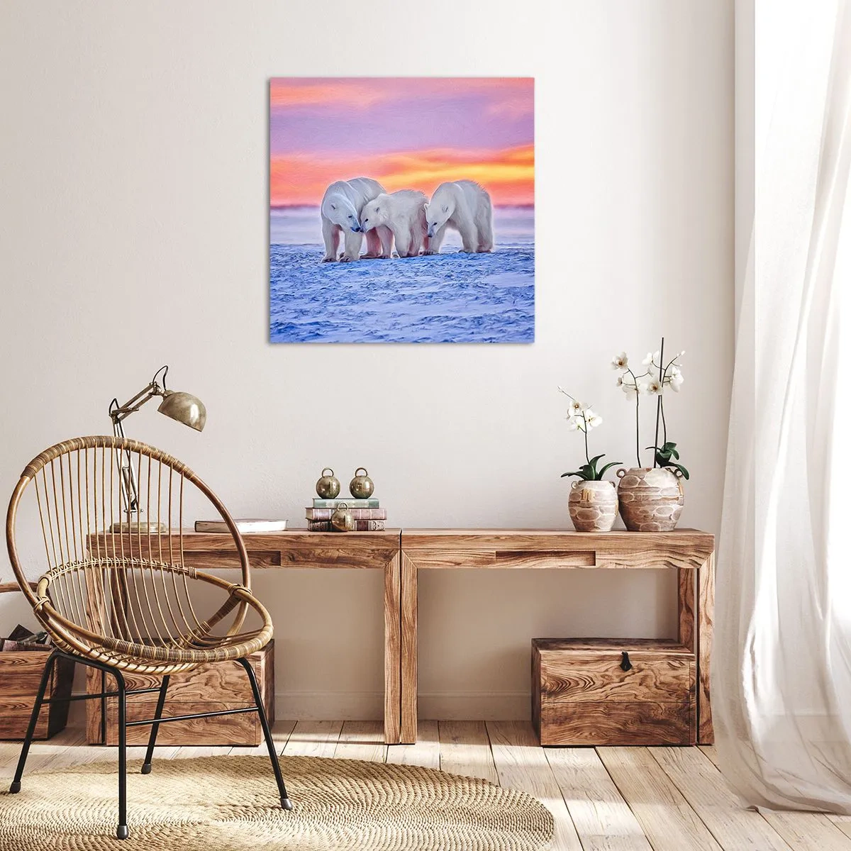 Cuadro sobre lienzo - Impresión de Imagen - Todo lo que necesitas es el calor de la familia - 70x70 cm