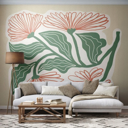Fotomural Autadhesivo Deluxe Sticker - Folclórico y moderno - bohemia, flores, Minimalismo - 100x70 cm
