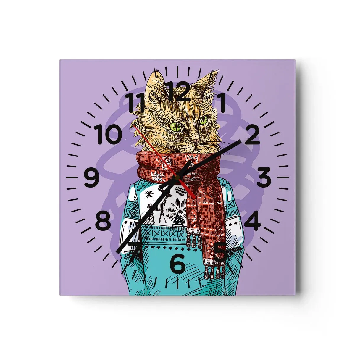 Reloj de pared - Reloj de vidrio - El gato no solo tenía botas - 40x40 cm