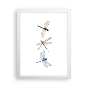 Póster en marco blanco - Libélulas ingrávidas - 30x40 cm