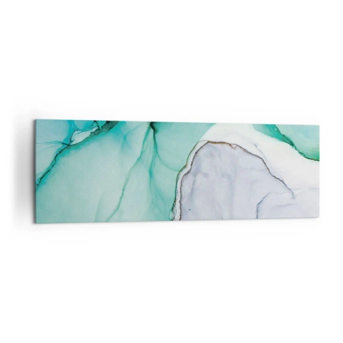 Cuadro sobre lienzo - Impresión de Imagen - Patrón abstracto en tonos turquesa y blanco. - 160x50cm - Estudio en turquesa - Decoración de pared moderna para salón y dormitorio ARTTOR