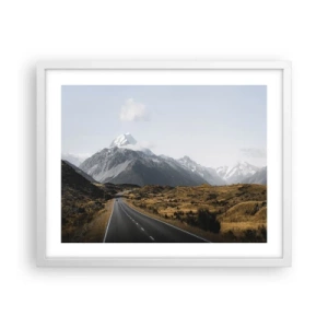 Póster en marco blanco - El camino al corazón de las montañas - 50x40 cm